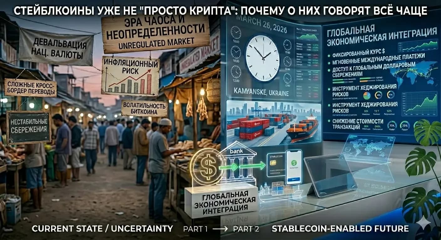 StartCryptoGuide — Обложка для статьи «Стейблкоины уже не “просто крипта”: почему о них говорят всё чаще»